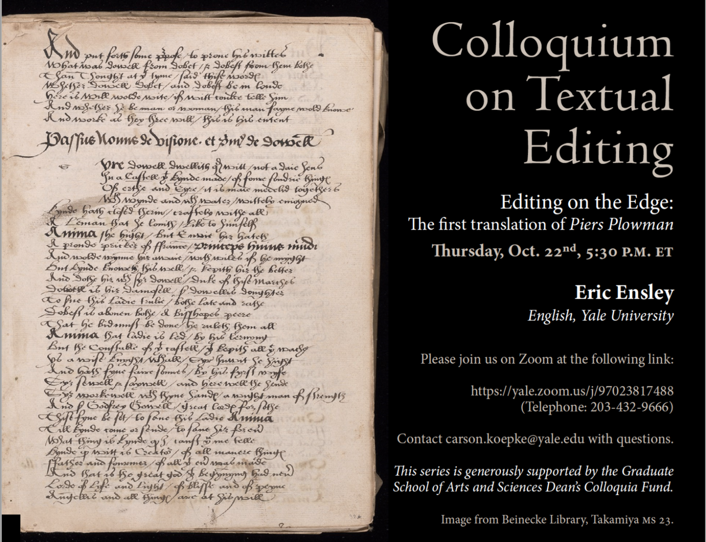 Flyer for Textual Editing colloquium